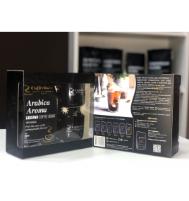 Подарунковий набір TM COFFEEBULK Black Gold 225г + 2 чашечки 130мл