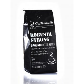 Кава зернова мелена Robusta Strong 18scr (Робуста Стронг) 225г. TM COFFEEBULK! БЕЗКОШТОВНА доставка від 1кг!
