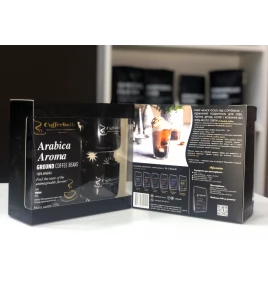 Подарунковий набір TM COFFEEBULK Black Gold 225г + 2 чашечки 130мл